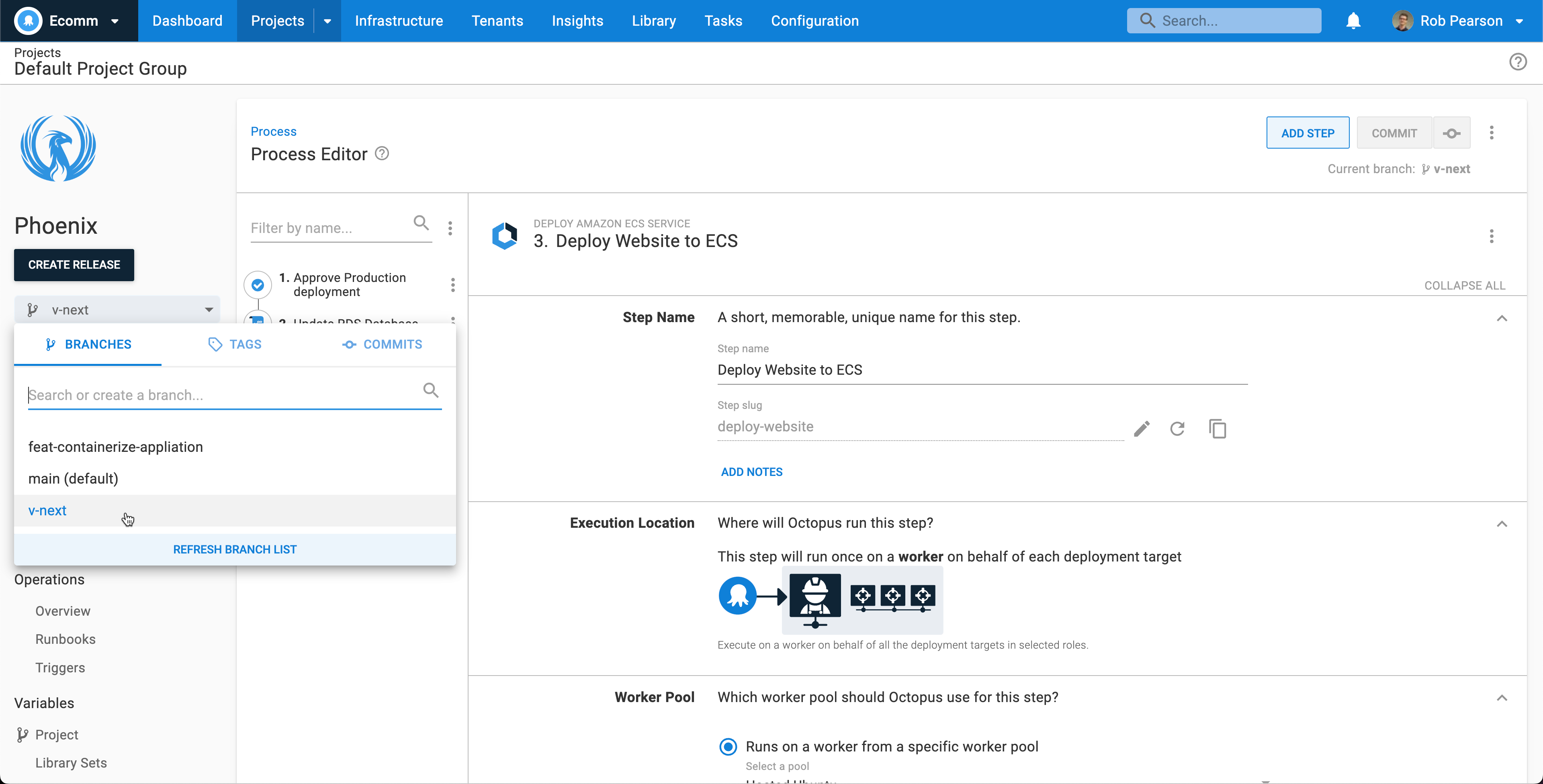 Screenshot of Octopus Deploy version-controlled variables