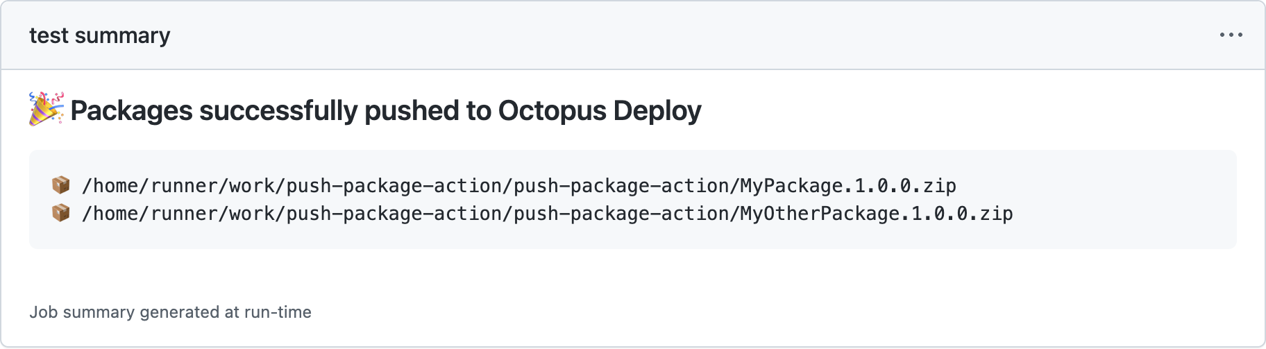 Job summaries packages successful for GitHub Actions Octopus Deploy v2