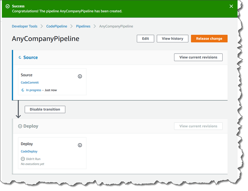 AWS pipeline creation