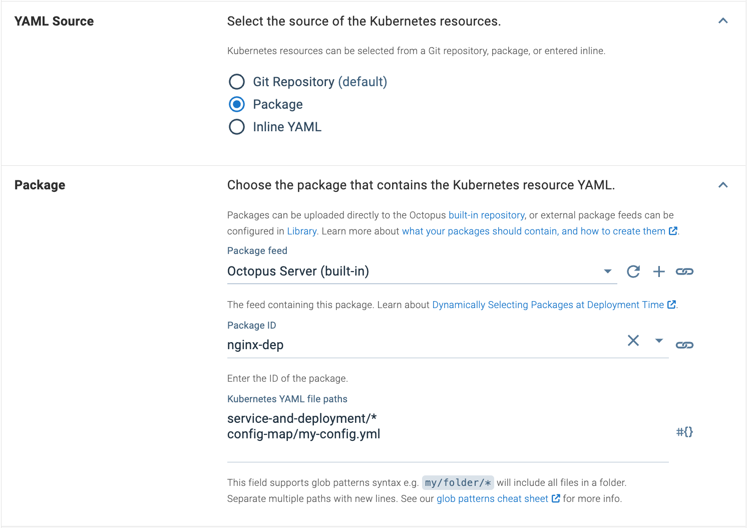 Deploy Kubernetes YAML with a Package