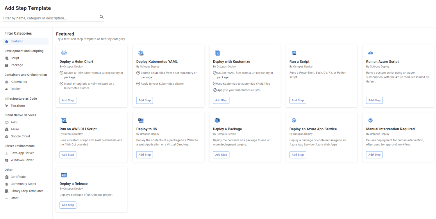 Octopus process step templates