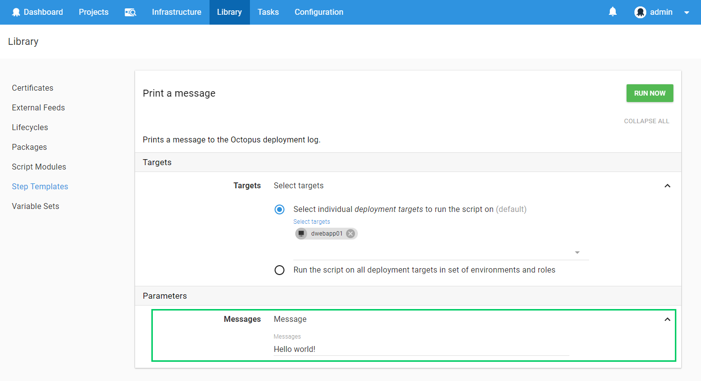 Enter parameter values
