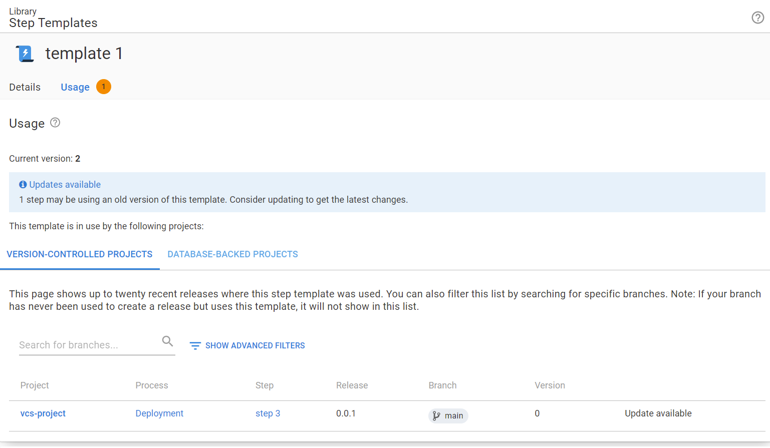 Step templates usage 2